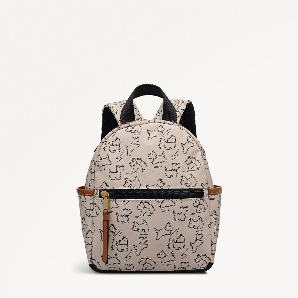 Sketch Street Fabric Mini Ziptop Backpack in Chalk - 112420