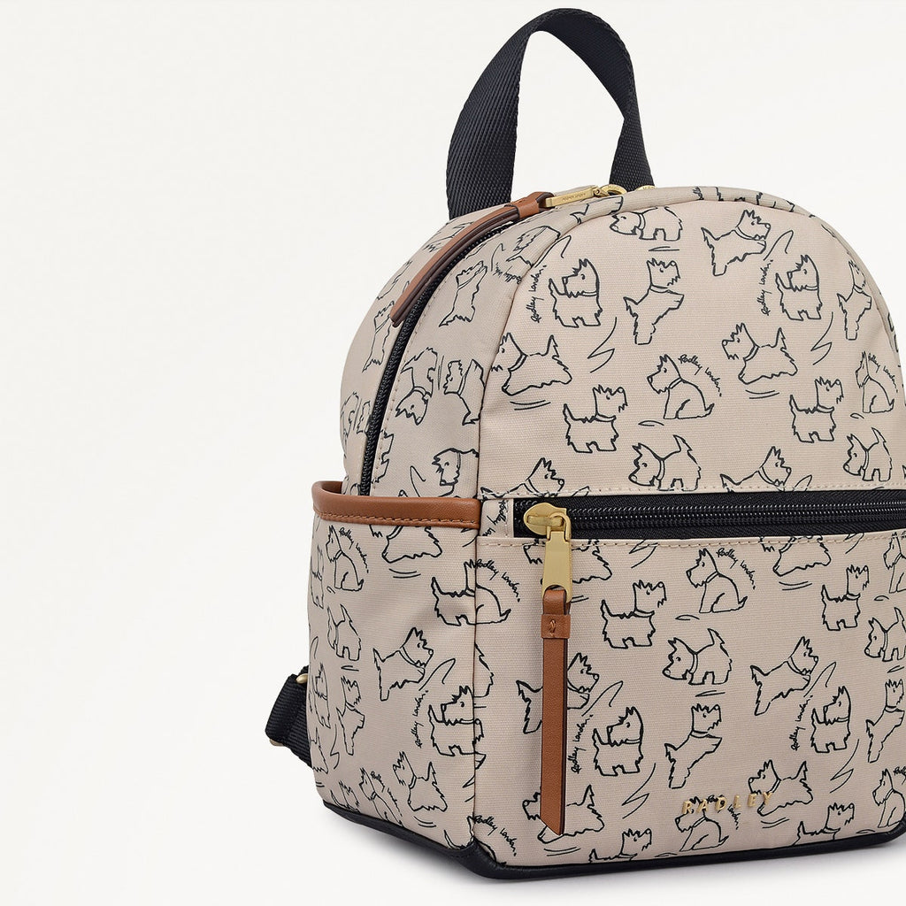 Sketch Street Fabric Mini Ziptop Backpack in Chalk - 112420