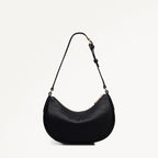 Heath Crescent Leather Small Ziptop Shoulder Bag in Black - 112607