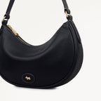 Heath Crescent Leather Small Ziptop Shoulder Bag in Black - 112607