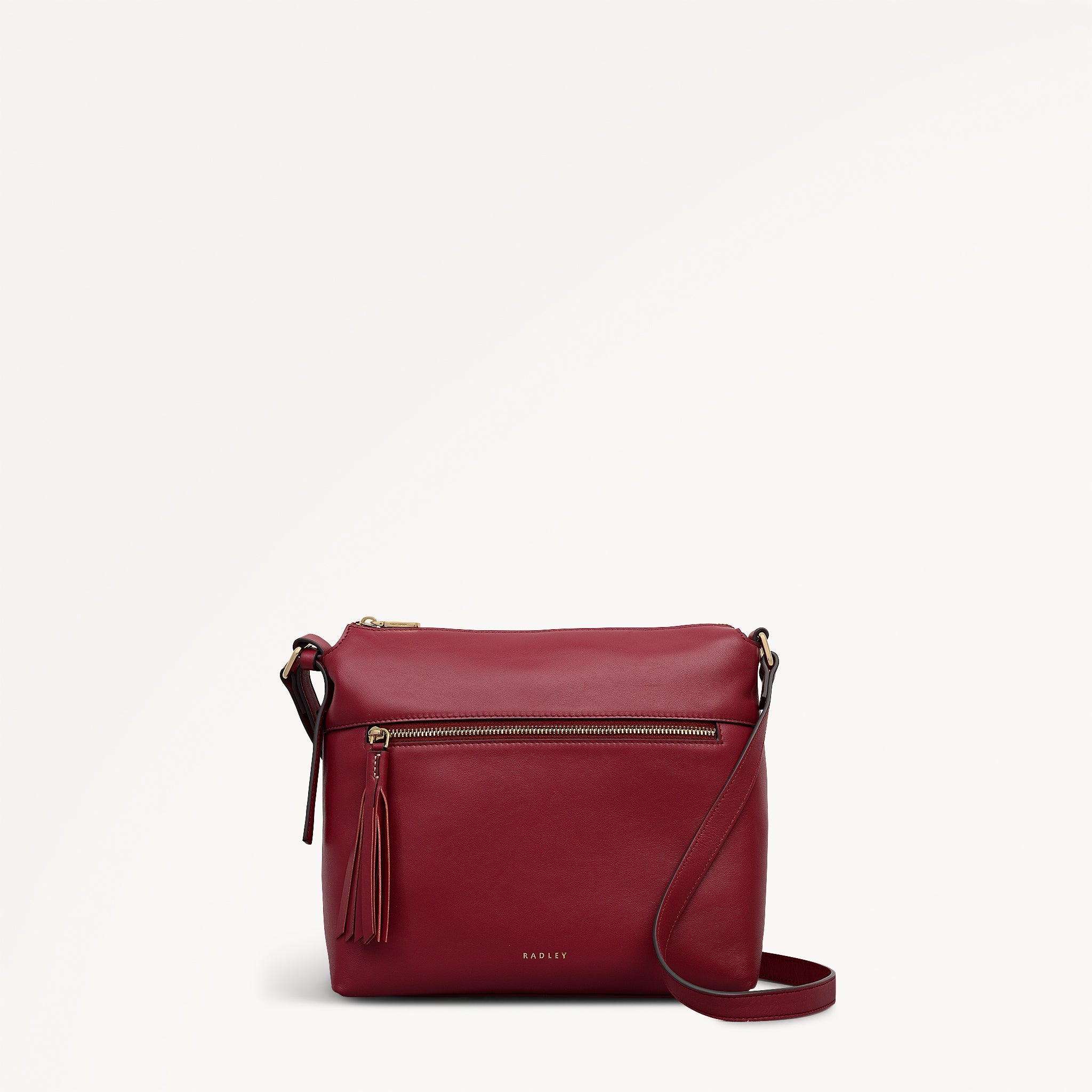 Fountain Mews Leather Small Ziptop Cross Body Bag in Cranberry - 112617