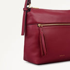 Fountain Mews Leather Small Ziptop Cross Body Bag in Cranberry - 112617
