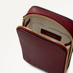 Alba Place Leather Medium Phone Cross Body Bag in Carmine - 112620