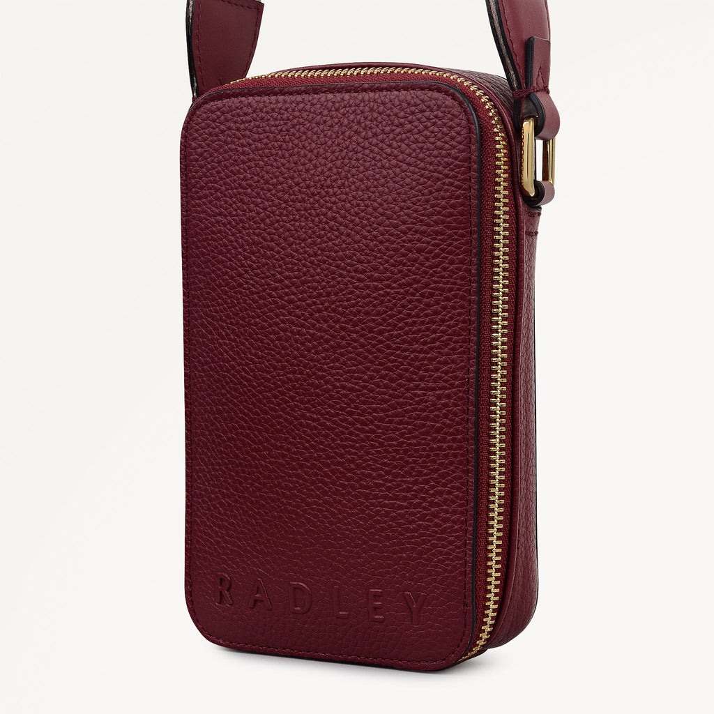 Alba Place Leather Medium Phone Cross Body Bag in Carmine - 112620