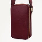 Alba Place Leather Medium Phone Cross Body Bag in Carmine - 112620