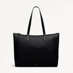 Wood Park Leather Large Ziptop Tote Bag in Black - 112630