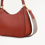 Crosby Alley Leather Medium Ziptop Shoulder & Slg Bag in Flame - 112639