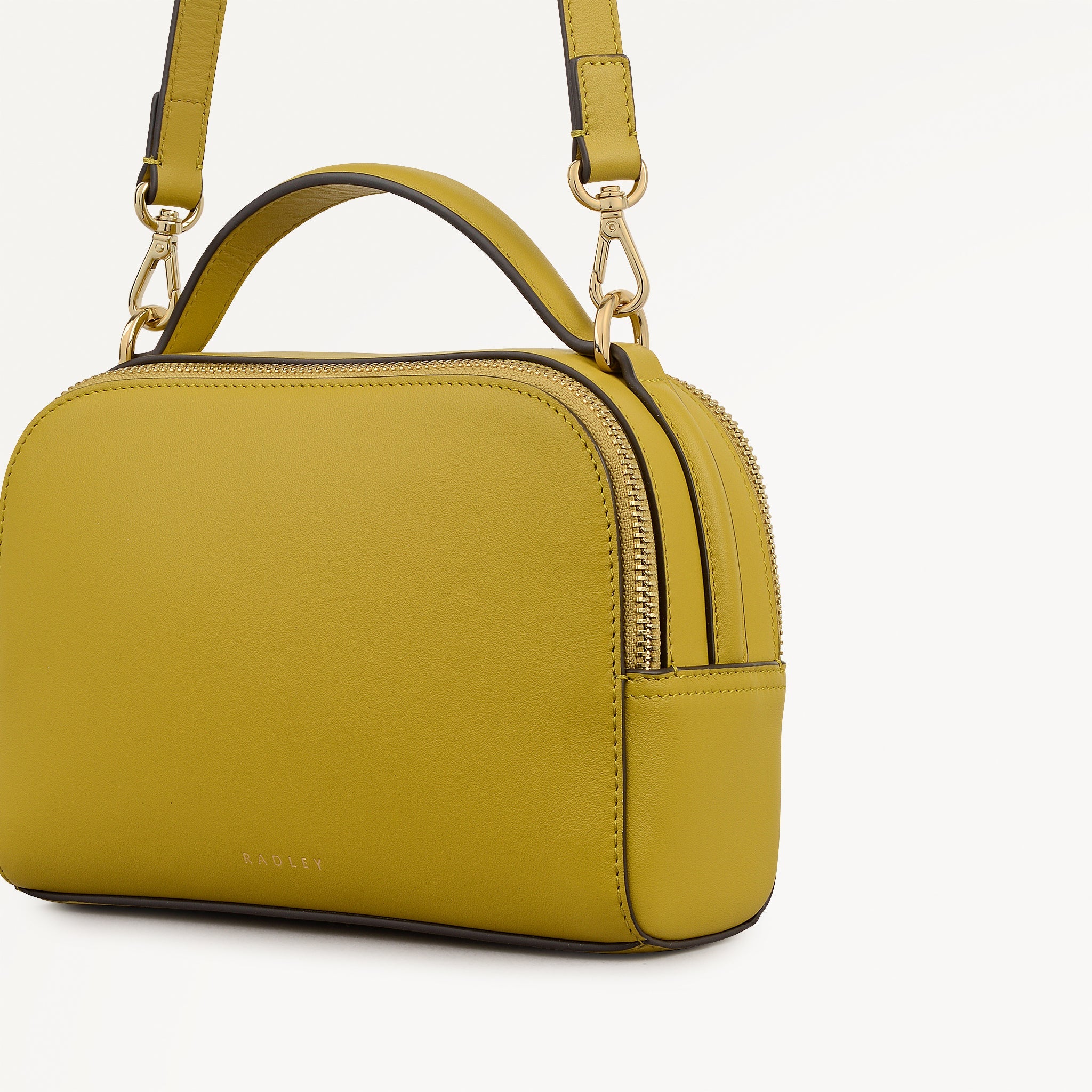 Elm Avenue Leather Small Ziptop Cross Body Bag in Ochre - 112647