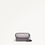 Albert Road Leather Mini Flapover Cross Body Bag in Gun Metal - 112739