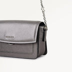Albert Road Leather Mini Flapover Cross Body Bag in Gun Metal - 112739