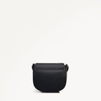 Liverpool Gardens Leather Medium Flapover Cross Body Bag in Black - 112744