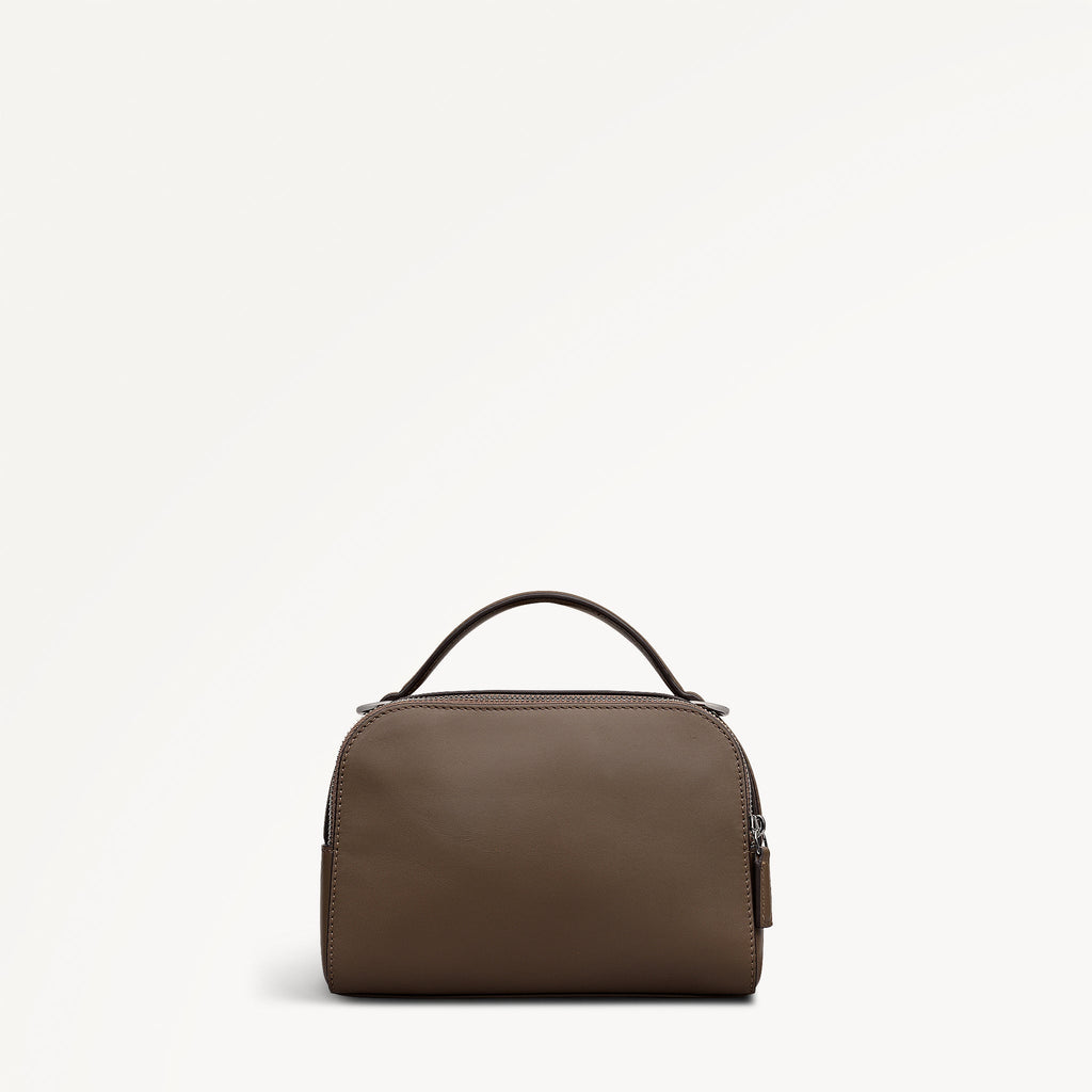 Over The Hills Leather Small Ziptop Cross Body Bag in Coffee - 112759