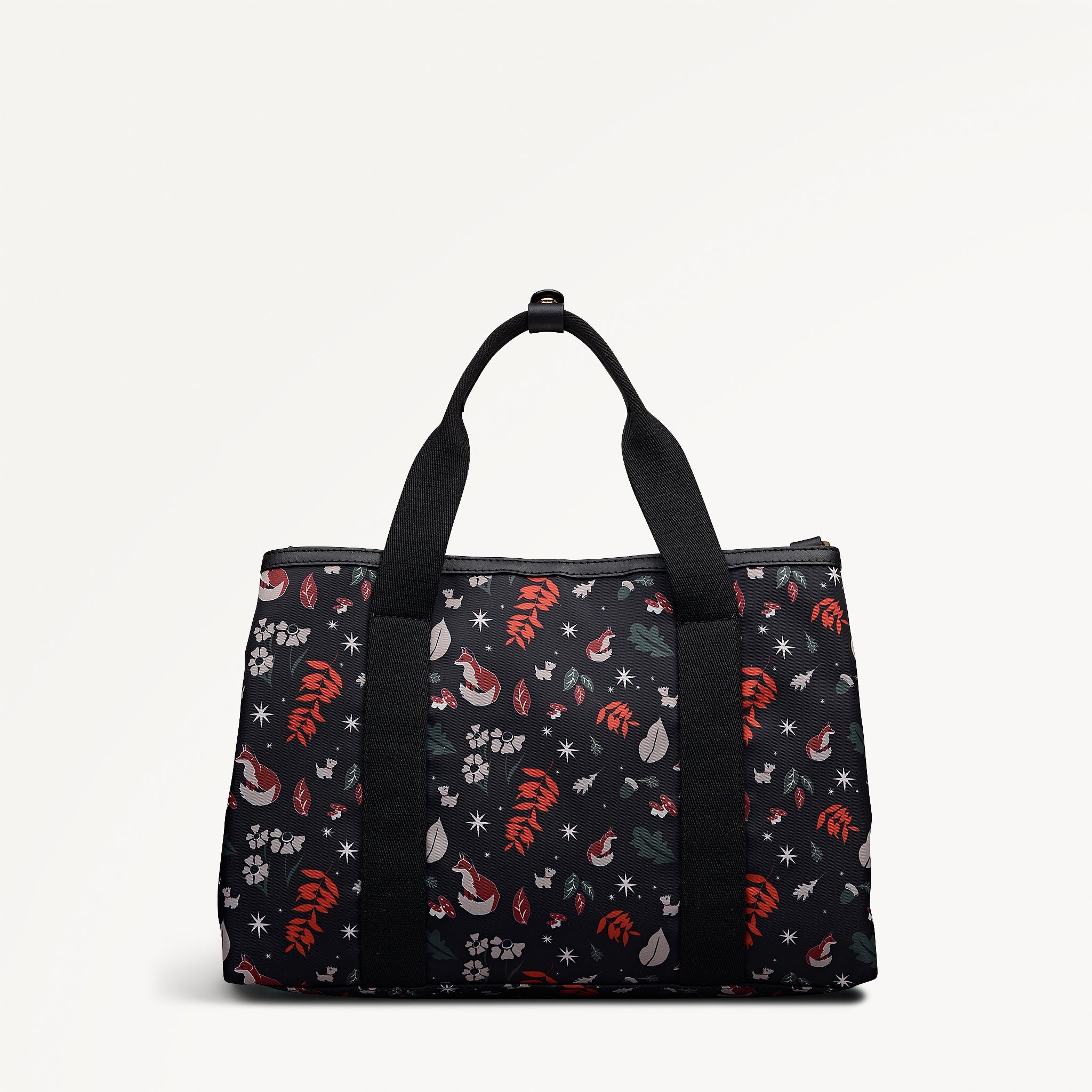 Holly Avenue Fox Fabric Medium Ziptop Grab Bag in Black - 112772