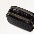 Hadley Lane - Faux Croc Medium Ziptop Cross Body Black - 112944