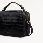 Hadley Lane - Faux Croc Medium Ziptop Cross Body Black - 112944