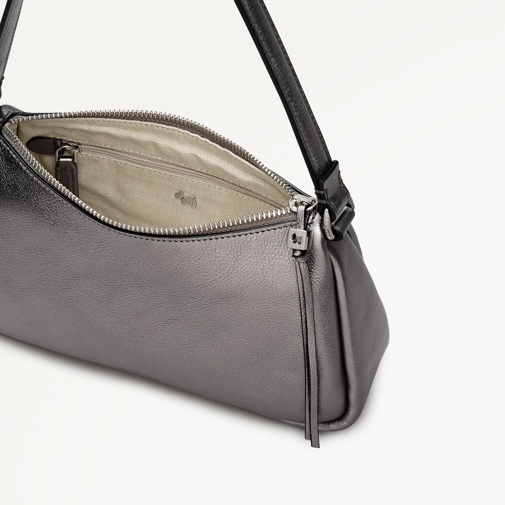 Carlton Close - Metallic Small Ziptop Shoulder Gun Metal - 112952