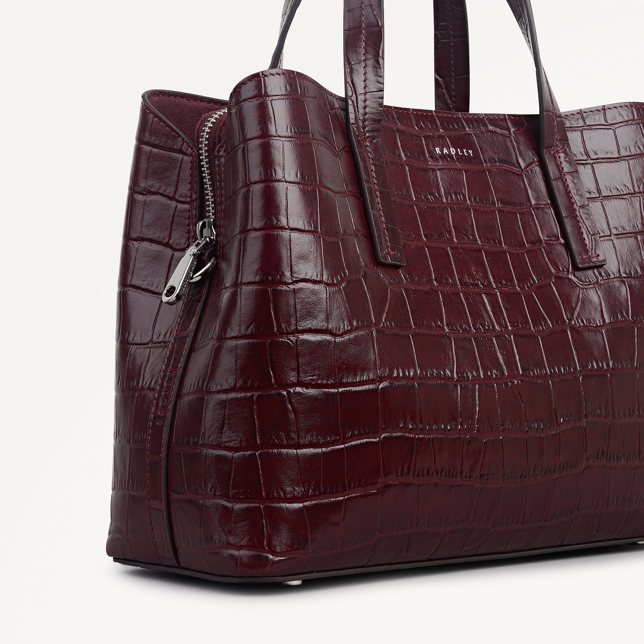 Dukes Place - Faux Croc Medium Ziptop Grab Dark Cherry - 113026