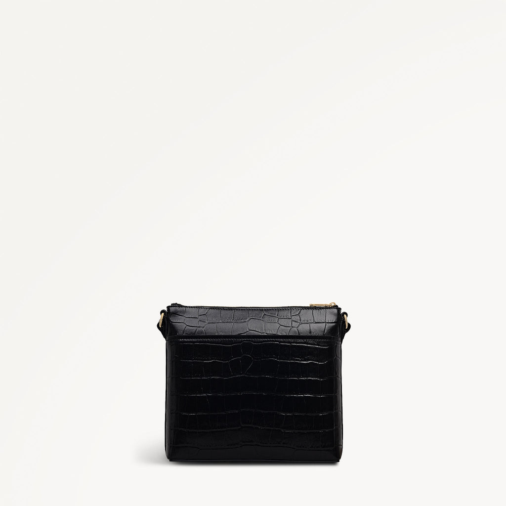 Pockets - Faux Croc Small Ziptop NS Cross Body Black - 113028