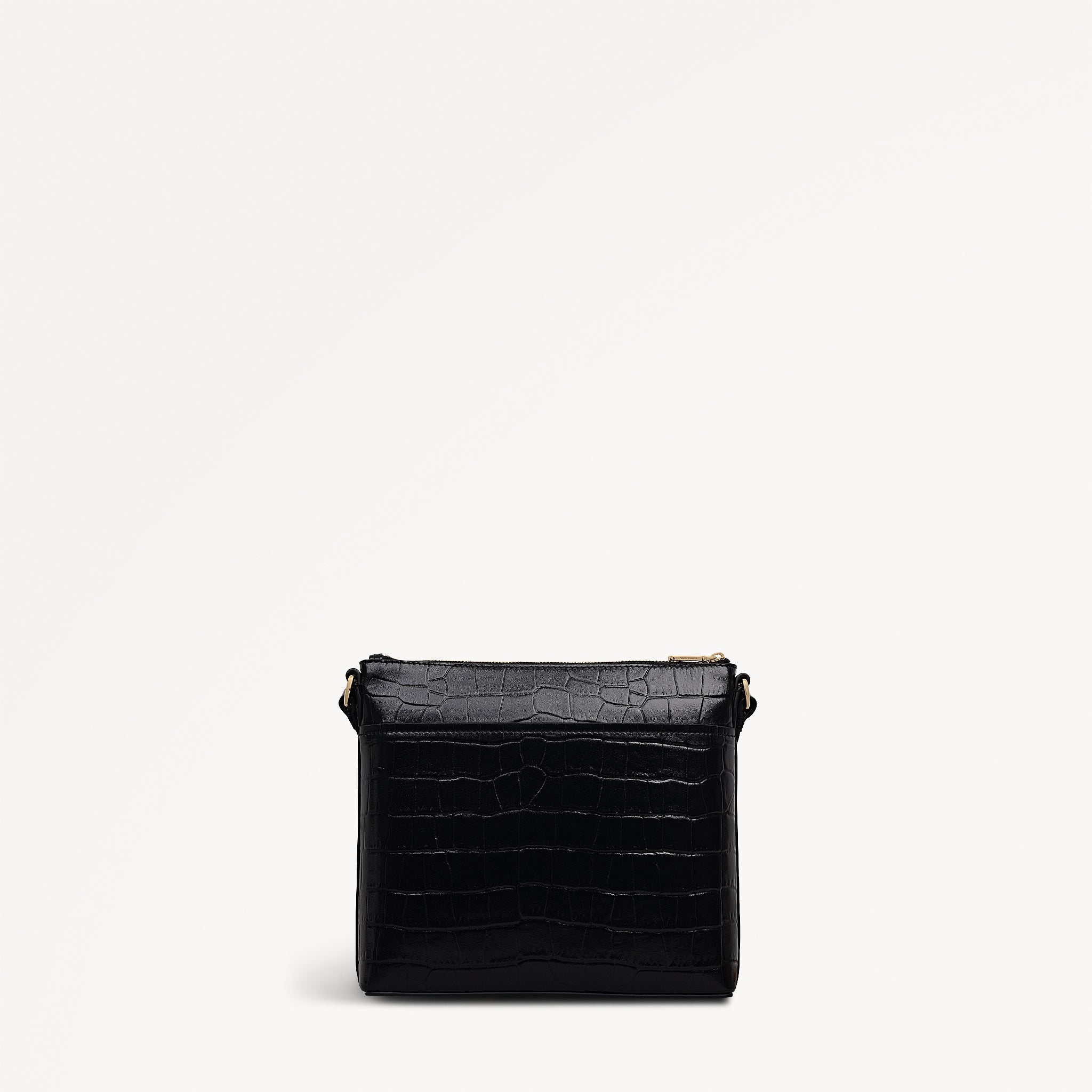 Pockets - Faux Croc Small Ziptop NS Cross Body Black - 113028