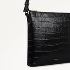 Pockets - Faux Croc Small Ziptop NS Cross Body Black - 113028