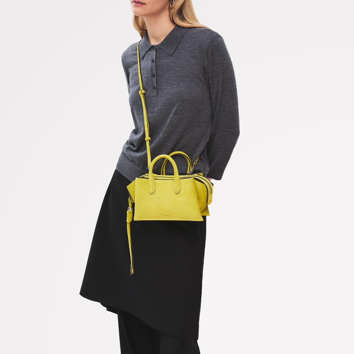 The Romilly - Suede Small Ziptop Grab Limoncello - 113038
