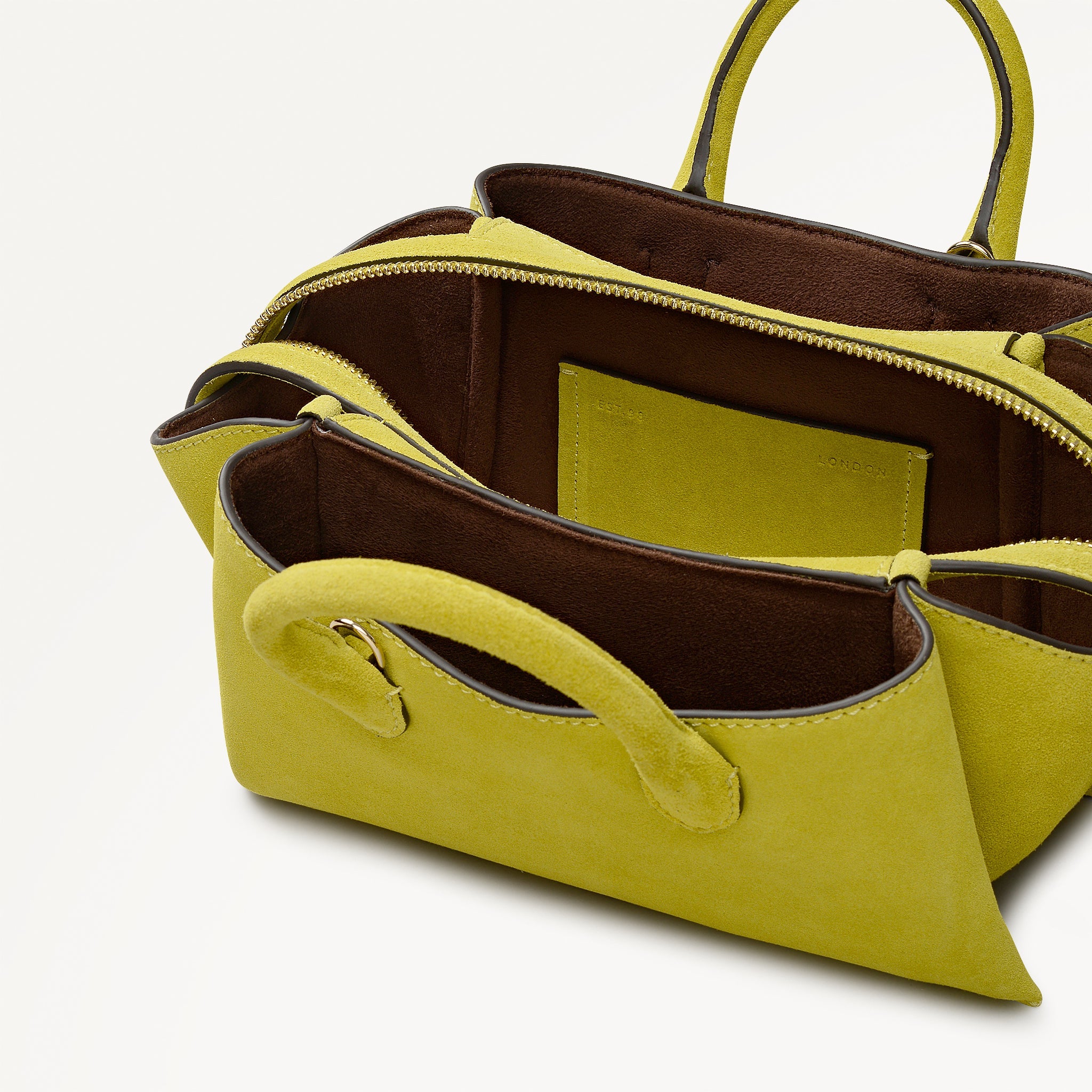 The Romilly - Suede Small Ziptop Grab Limoncello - 113038