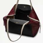 The Delphine - Colourblock Extra Large Open Top Tote Dark Cherry - 113046