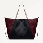 The Delphine - Colourblock Extra Large Open Top Tote Dark Cherry - 113046