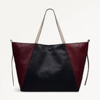 The Delphine - Colourblock Extra Large Open Top Tote Dark Cherry - 113046