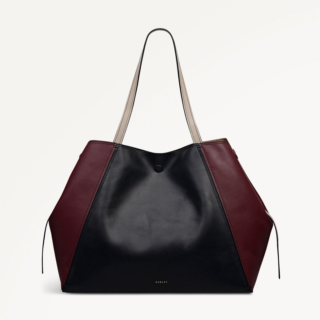 The Delphine - Colourblock Extra Large Open Top Tote Dark Cherry - 113046