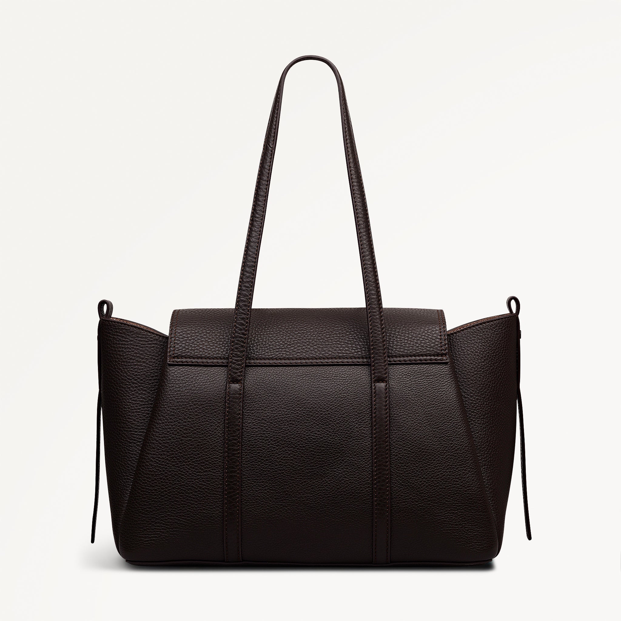 The Chancery Leather Medium Flapover Shoulder Bag in Dark Oak - 113311