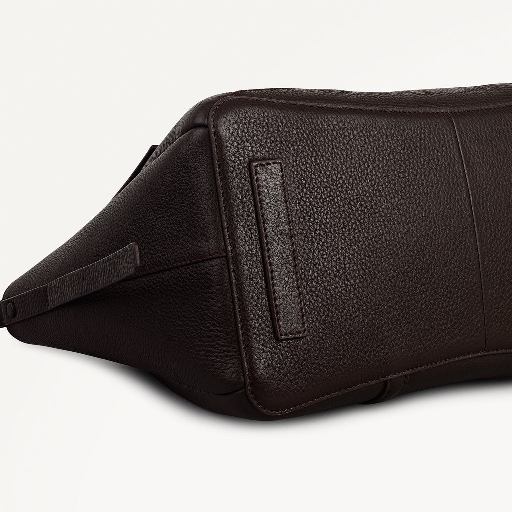 The Chancery Leather Medium Flapover Shoulder Bag in Dark Oak - 113311