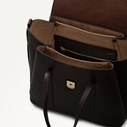 The Chancery Leather Medium Flapover Backpack in Dark Oak - 113312