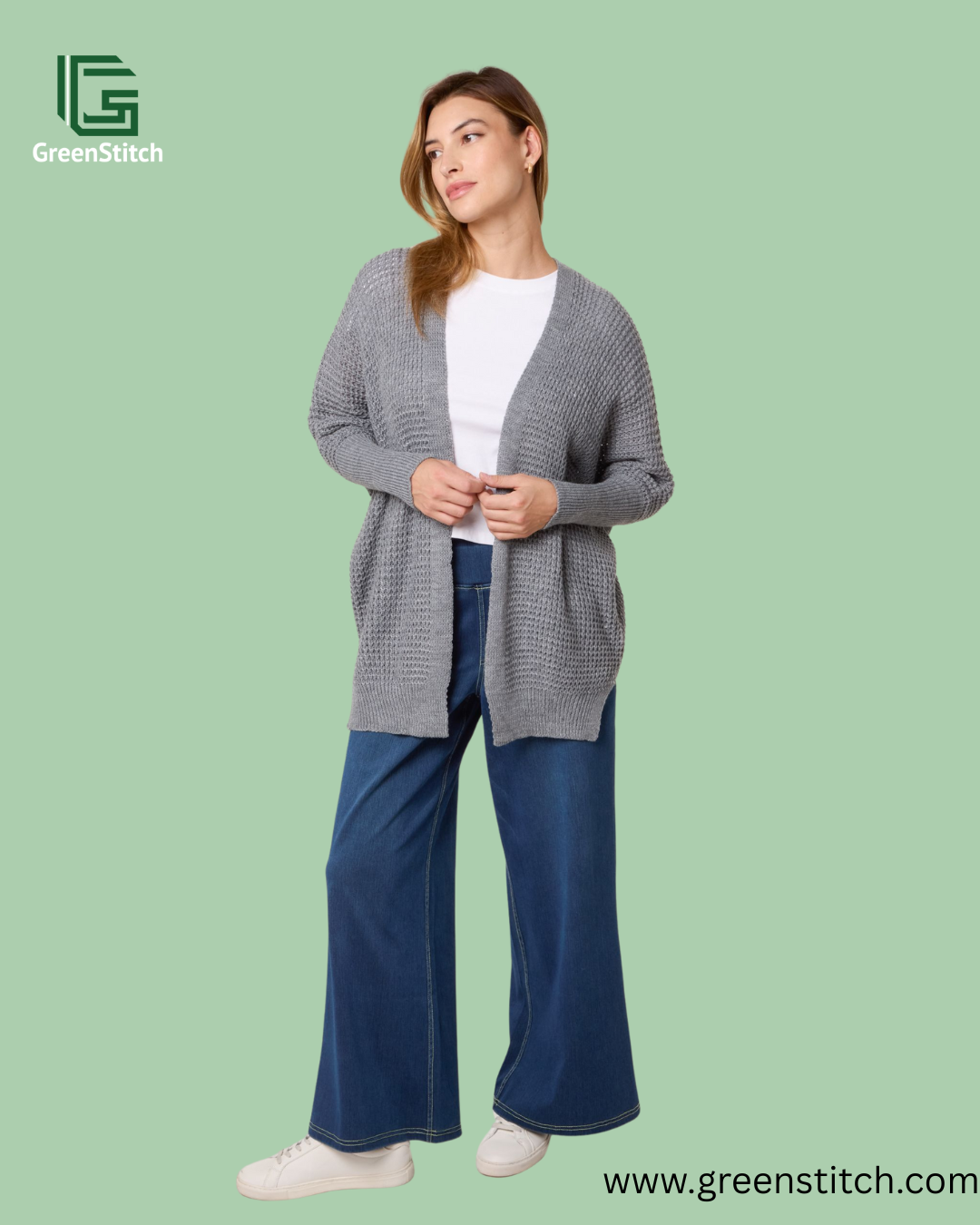 Blue Vanilla Grey Textured Cardigan