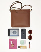 Pockets Leather Large Ziptop Ns Cross Body Bag in Chocolate - 112143