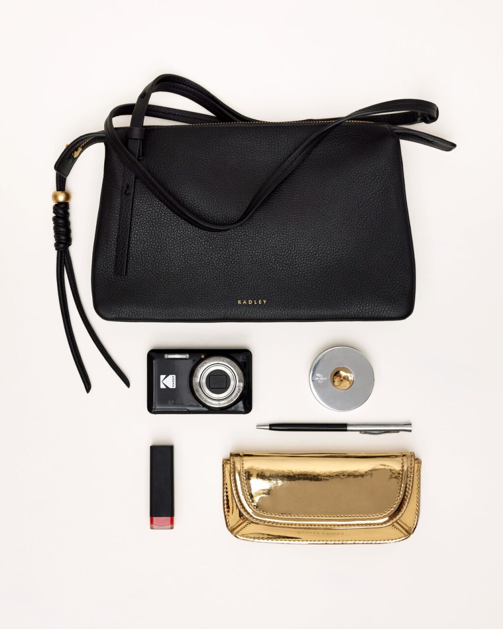 The Romilly Leather Medium Ziptop Cross Body Bag in Flame - 112274