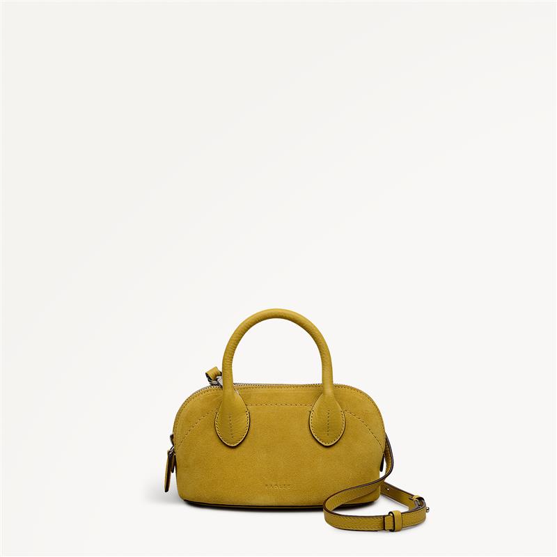 The Muriel Leather Micro Ziptop Grab Bag in Ochre - 112297
