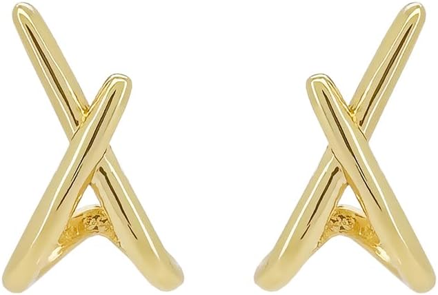 Obidos 14K Gold Plated Triple Huggie Illusion Stud Earrings | Double Huggie Hoop Earrings for One Hole | Gold Hoop Earrings for Women | Drop earrings