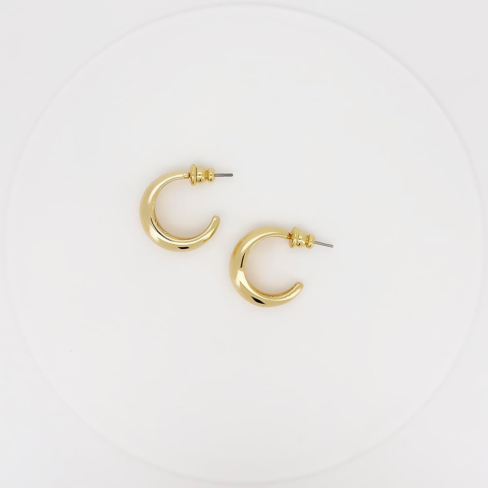 Obidos 14K Gold Plated Triple Huggie Illusion Stud Earrings | Double Huggie Hoop Earrings for One Hole | Gold Hoop Earrings for Women | Drop earrings