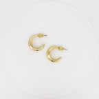 Obidos 14K Gold Plated Triple Huggie Illusion Stud Earrings | Double Huggie Hoop Earrings for One Hole | Gold Hoop Earrings for Women | Drop earrings