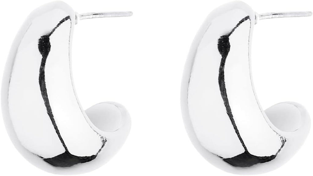 Gold Chunky Hoop Earrings Set for Women, 14K Gold Plated Twisted Huggie Hoop Earring Hypoallergenic, Thick Open Hoops Set Lightweight