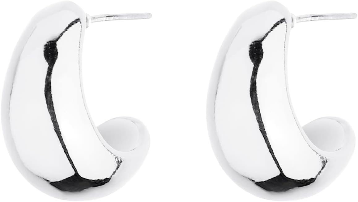 Gold Chunky Hoop Earrings Set for Women, 14K Gold Plated Twisted Huggie Hoop Earring Hypoallergenic, Thick Open Hoops Set Lightweight