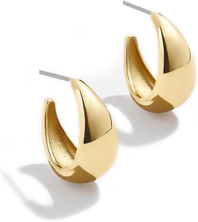 Obidos 14K Gold Plated Triple Huggie Illusion Stud Earrings | Double Huggie Hoop Earrings for One Hole | Gold Hoop Earrings for Women | Drop earrings