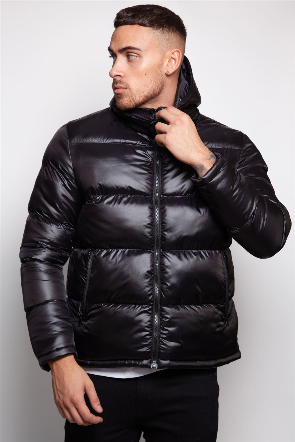 Shiny Hooded Puffer Coat