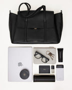 The Chancery Leather Large Flapover Shoulder Bag in Black - 112163