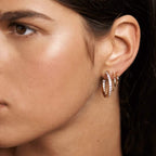 Obidos 14K Gold Plated Triple Huggie Illusion Stud Earrings | Double Huggie Hoop Earrings for One Hole | Gold Hoop Earrings for Women | Drop earrings