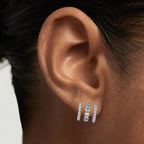 Obidos 14K Gold Plated Triple Huggie Illusion Stud Earrings | Double Huggie Hoop Earrings for One Hole | Gold Hoop Earrings for Women | Drop earrings