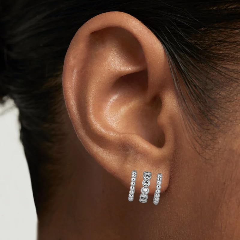 Obidos 14K Gold Plated Triple Huggie Illusion Stud Earrings | Double Huggie Hoop Earrings for One Hole | Gold Hoop Earrings for Women | Drop earrings