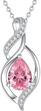 FANCIME Birthstone Necklace for Women Teardrop Necklace S925 Sterling Silver Infinity Love Birthday Gifts for Mom Women Girls, 16"+2" Inches