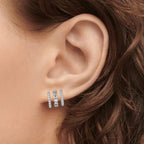 Obidos 14K Gold Plated Triple Huggie Illusion Stud Earrings | Double Huggie Hoop Earrings for One Hole | Gold Hoop Earrings for Women | Drop earrings